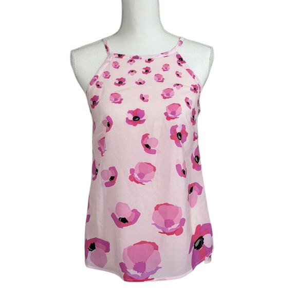 CAbi Pink Floating Poppies Tie Back Halter Tank - Size XS - Picture 1 of 3